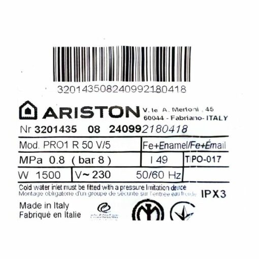 chauffe-eau électrique Ariston - 50L