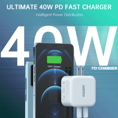 Chargeur 2 Ports Choetech PD6009 40W pour iPhone 12 Pro Max
