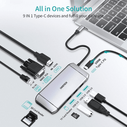 Adaptateur multifonctionnel Choetech HUB-M15 - 9 en 1