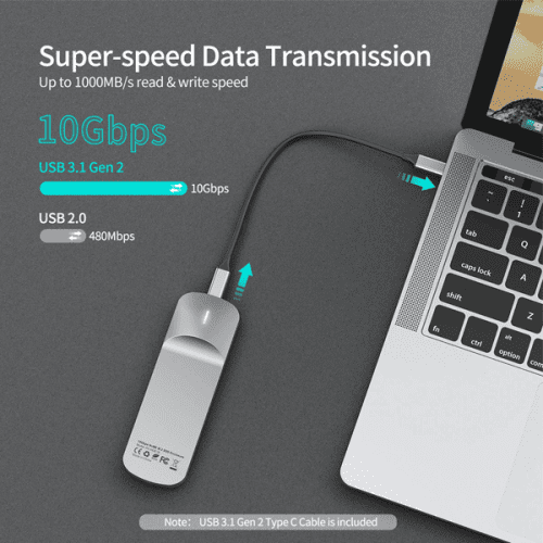 Boîtier SSD Choetech PC-HDE16 USB 3.1 Gen 2 [10 Gbit/S]