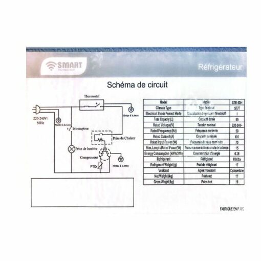 Réfrigérateur bar Smart Technology STR-90H - 90L