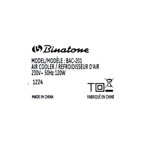 Refroidisseur d'air Binatone BAC-20I - 20L