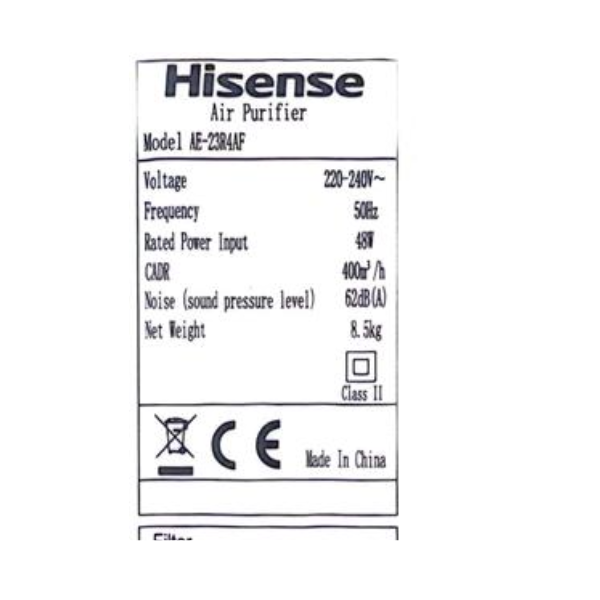 Purificateur d'air Hisense AE-23R4AF-41m2 Purificateur d'air Hisense AE-23R4AF-41m2