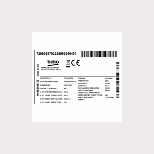 Réfrigérateur side-by-side Beko GN164020XP - 558 L