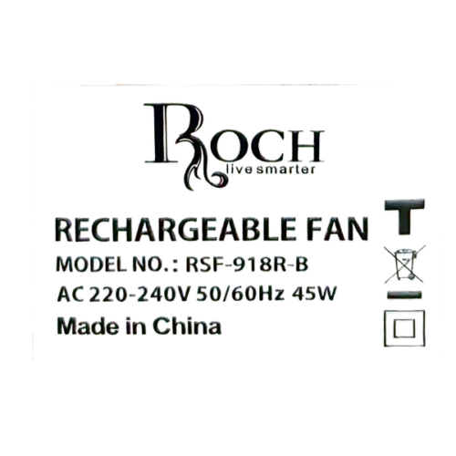 Ventilateur rechargeable Roch RSF-918R-B - 18"