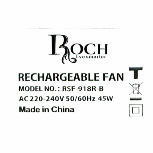 Ventilateur rechargeable Roch RSF-918R-B - 18"