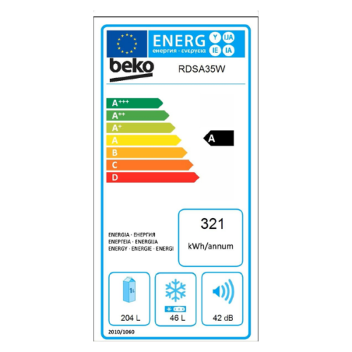 Réfrigérateur Beko RDSA35W - 250L