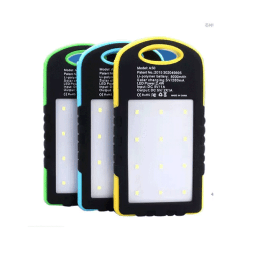 Power Bank solaire JT-NA50B - 8000 mAh | 2 ports USB avec lumière LED