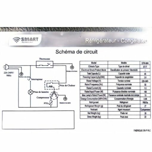 Réfrigérateur bar Smart Technology STR-99H - 85L