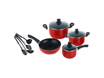 Batterie de cuisine antiadhésive -Decakila KMEP006B-en aluminium 11Piéces″