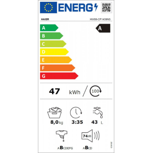 Machine à laver HAIER - 8kg -HW-08CP1439NS-inverter