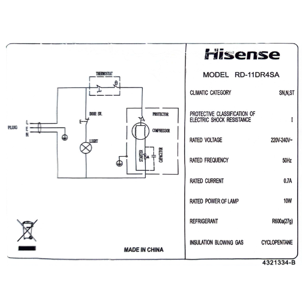 Réfrigérateur bar Hisense RD-11DR - 80L Réfrigérateur bar Hisense RD-11DR - 80L