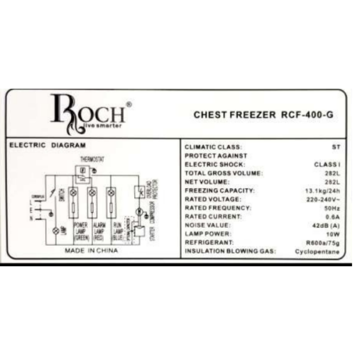 Congélateur horizontal Roch RCF-400-G - 400L