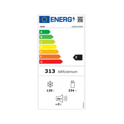 Réfrigérateur combiné HAIER HDR3619FMPB -354 L-NO FROST-BLACK-3T