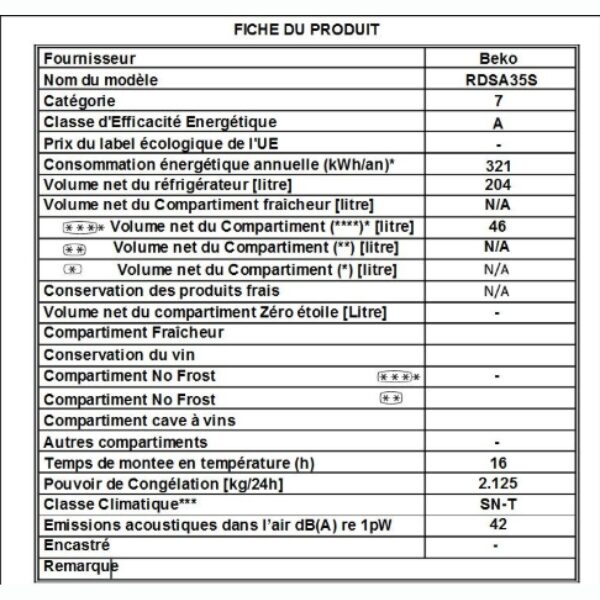 Réfrigérateur 2 Portes Beko RDSA35S - 250L Réfrigérateur 2 Portes Beko RDSA35S - 250L