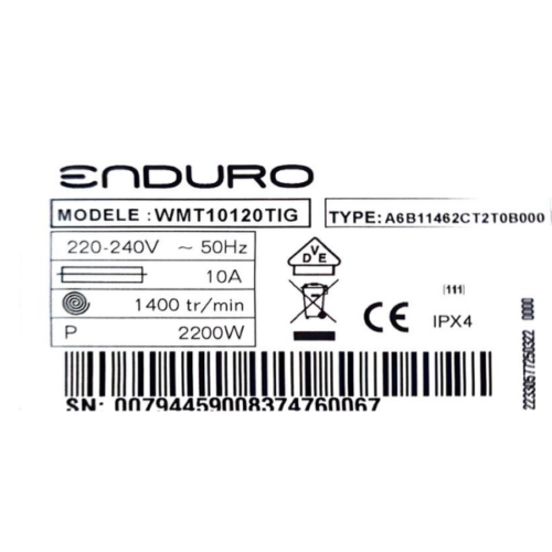 Machine à laver Enduro WMT10120TIG - 10kg A+++-Inverter