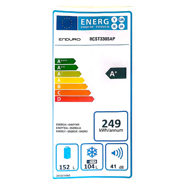 Réfrigérateur combiné Enduro RCST330SAP - 256L-4T Plaque Alu Réfrigérateur combiné Enduro RCST330SAP - 256L-4T Plaque Alu