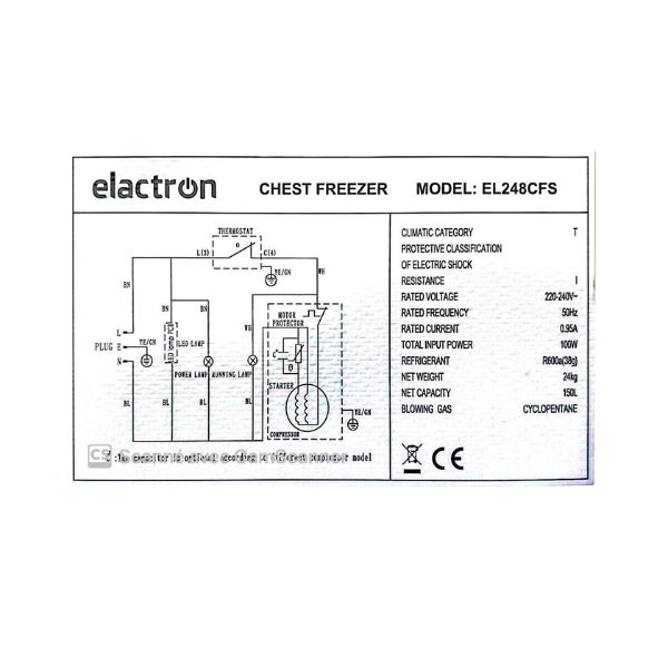 Congélateur horizontal Elactron EL248CFS - 150L - Gris Congélateur horizontal Elactron EL248CFS - 150L - Gris