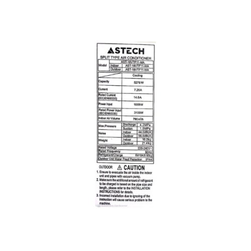 Split Astech 18VTF111 - 18000 BTU - (Inverter - Wifi)