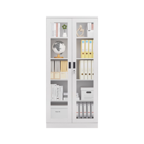 Armoire de bureau métallique - 2 Portes vitrées coulissantes - OZ-CAB103 - Rangement pour bureaux, maisons, écoles, espaces coworking