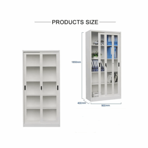 Armoire de rangement métallique avec 2 Portes vitrées - OZ-CAB111