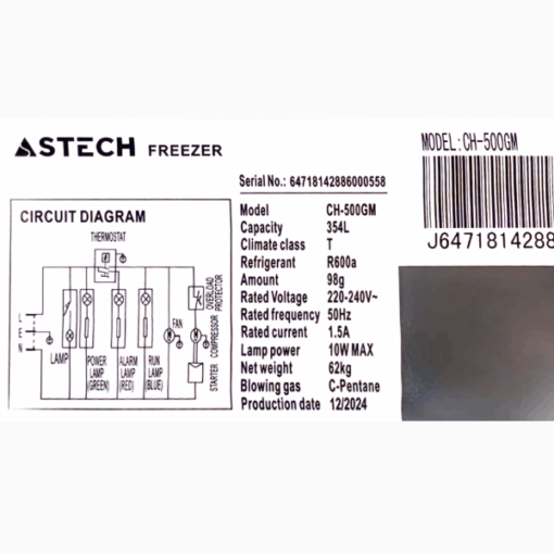 Congélateur horizontal Astech CH500GM - 500L