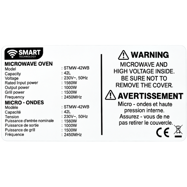 Micro-ondes Smart Technology STMW42WB - 42L Micro-ondes Smart Technology STMW42WB - 42L