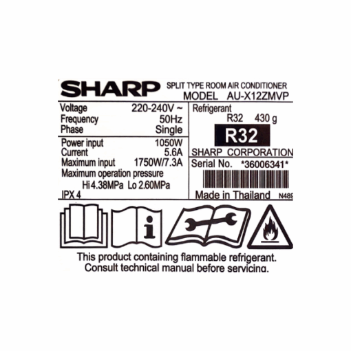 Split Sharp AH-X12ZMVP 12000 BTU-Inverter (Plasmacluster)