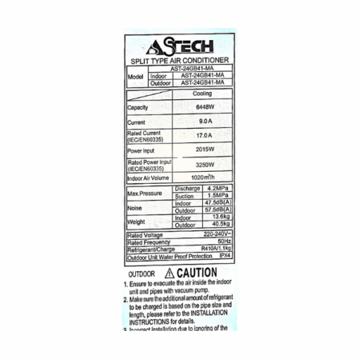 Split Astech AST-24GB41-MA - 24000 BTU