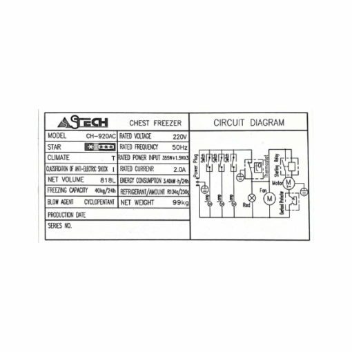 Congélateur Astech CH-920AC - 920 L