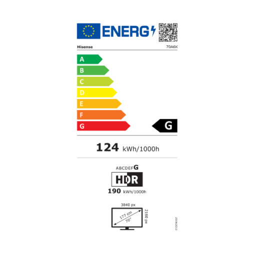 Téléviseur Hisense70" 70A6K Smart Tv 4K -Vidaa U