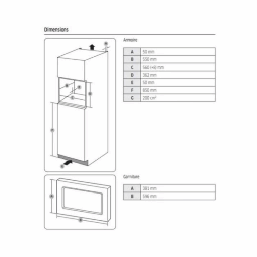Micro-ondes encastrable Samsung MS23A7013AT - 23L