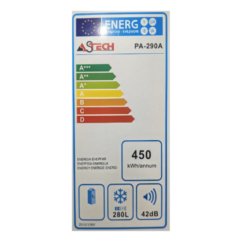 Congélateur vertical Astech PA-290A - 290 L - 6T Plaque Alu