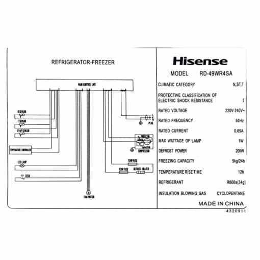 Réfrigérateur 2 portes Hisense RD-49WR4 - 375L -(NoFrost)