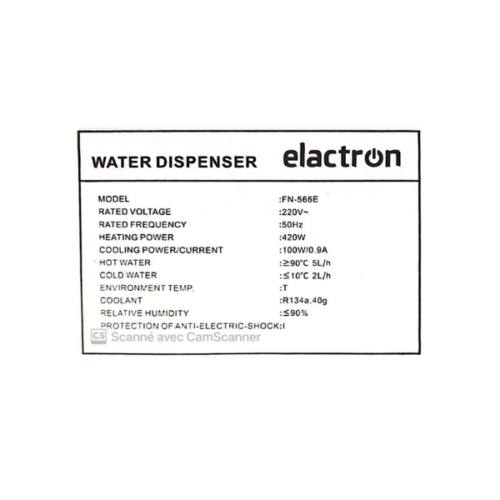 Fontaine à eau à bobonne 1 robinet avec réfrigérateur ELACTRON-FN566E