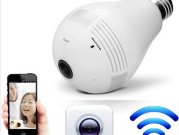 Caméra Ampoule FOSVISION RS-CCTV380 / VR-V13-B – WiFi, Vue Panoramique & Vision Nocturne