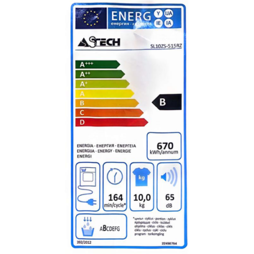 Sèche-linge Astech SL10ZS-515 - 10 kg(Par Condensation)