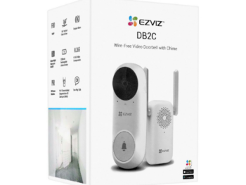 EZVIZ DB2C – Sonnette Vidéo Sans Fil 2K avec Carillon, Wi-Fi, Batterie Rechargeable & Vision Nocturne