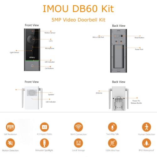 Vidéophone Sans Fil Imou Battery Doorbell 5MP DB60