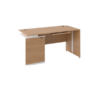 Table de Bureau avec Caisson Intégré et Tiroir Clavier - Design Moderne Bois Clair & Blanc OZ-7001-14
