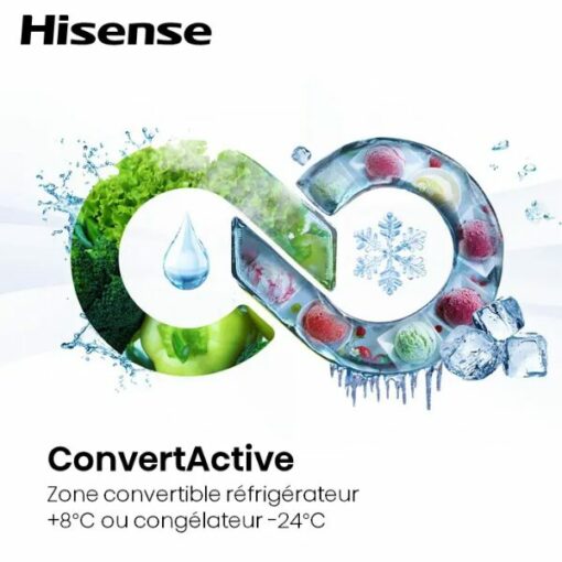 Congélateur Vertical Hisense FT5K310GSFC – 312L, 4 tiroirs,  No Frost, Inverter, Connecté WiFi & FreshFit