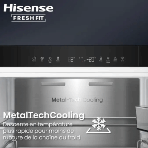 Réfrigérateur 1 Porte Hisense RL5K370GSFC – 372L, FreshFit, No Frost, Inverter & Connecté WiFi