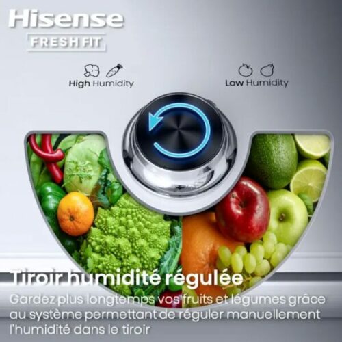 Réfrigérateur 1 Porte Hisense RL5K370GSFC – 372L, FreshFit, No Frost, Inverter & Connecté WiFi