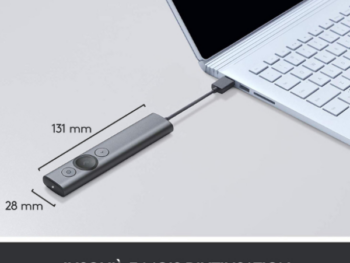 Logitech Spotlight Presenter – Télécommande de Présentation Sans Fil, Laser Numérique, Portée 30m, USB-C & Bluetooth