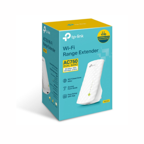 Répéteur WiFi AC750 Double Bande TP-Link RE220 Étendez Votre Réseau Facilement