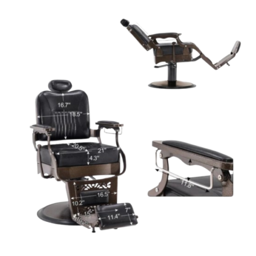 Chaise Coiffeur RS-BC8754 Noir – Fauteuil professionnel moderne, réglable et ultra confortable