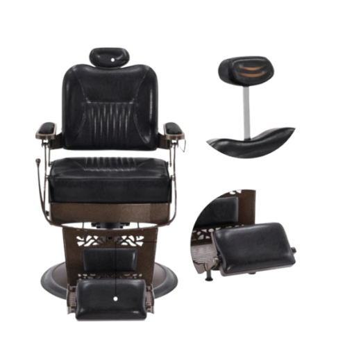 Chaise Coiffeur RS-BC8754 Noir – Fauteuil professionnel moderne, réglable et ultra confortable
