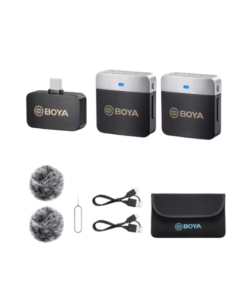 BOYA BY‑M1V4 – Micro cravate sans fil USB‑C pour 2 personnes, omnidirectionnel, 2,4 GHz