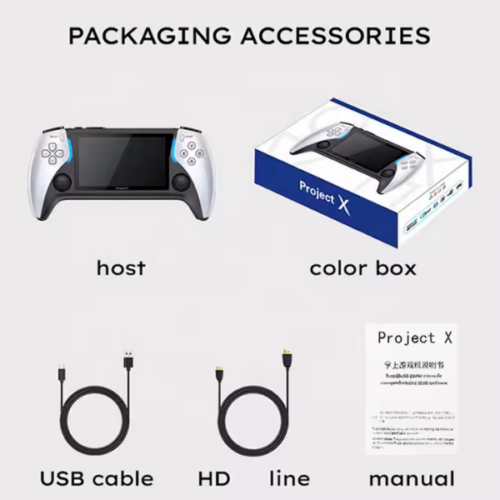 Console Portable Project X – Écran IPS, 2000+ Jeux Rétro, HDMI, Haut-Parleurs Stéréo, Recharge USB