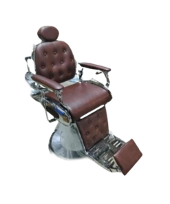 Chaise Coiffeur RS-BC8796BR Marron Cadre Chrome – Fauteuil professionnel élégant, réglable et ultra confortable